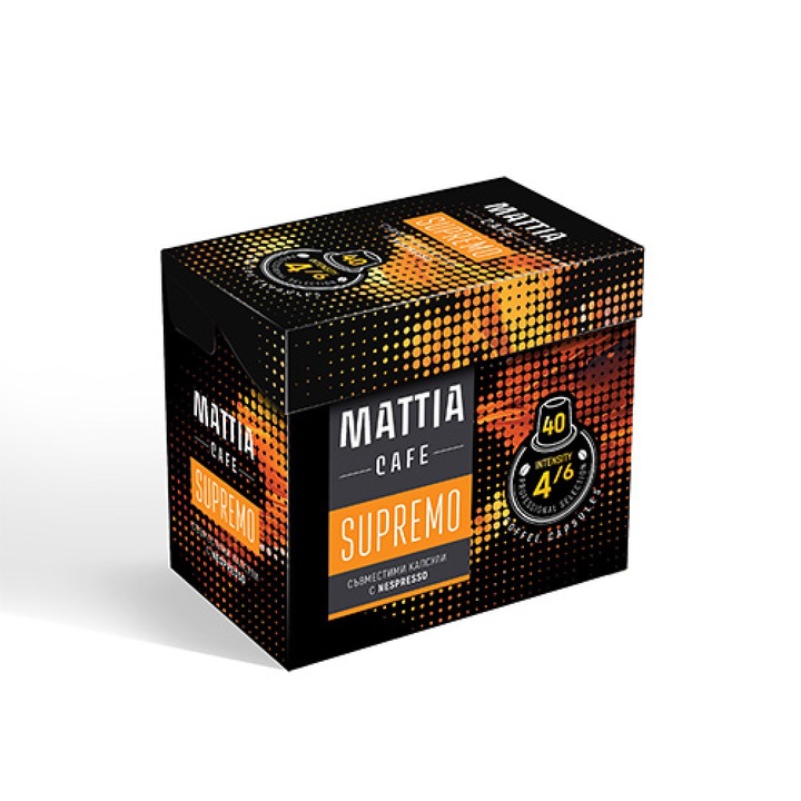 Кафе капсули Mattia Supremo 100 % арабика, съвместими с Nespresso система, 40 бр., 300 гр