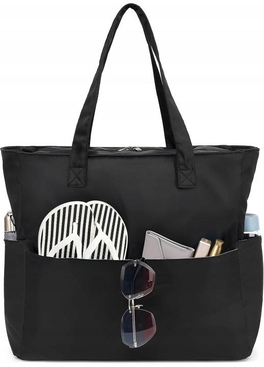 Geanta de plaja mare, impermeabila, cu compartimente, 45x30x20 cm, negru