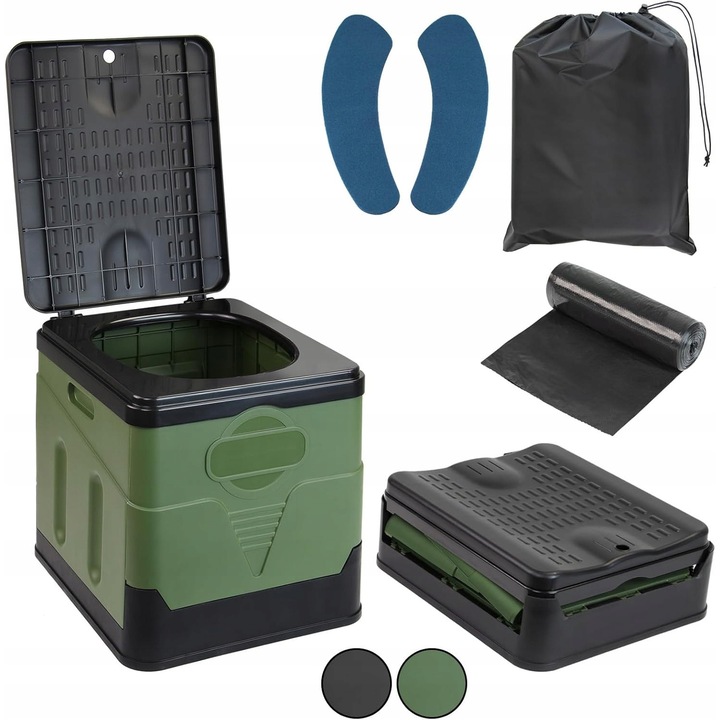 Toaleta pentru camping, pliabila, capacitate 150 kg, 33x27 cm, set complet