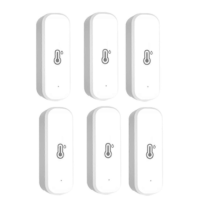 Set senzori inteligenti de temperatura si umiditate, 70x24x19mm, 2.4GHz, 6 bucati