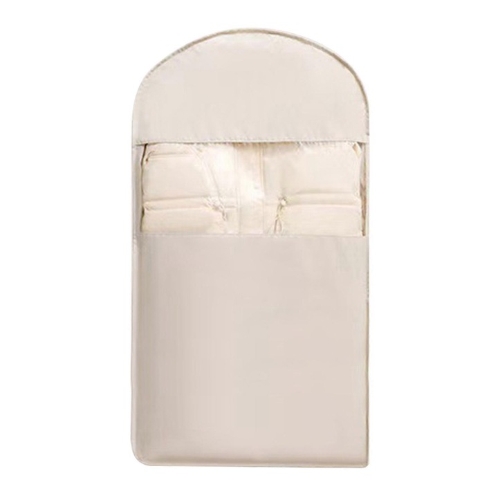 Sac pentru haine suspendat, impermeabil, cu fermoar de compresie, culoare ovaz, dimensiune medie