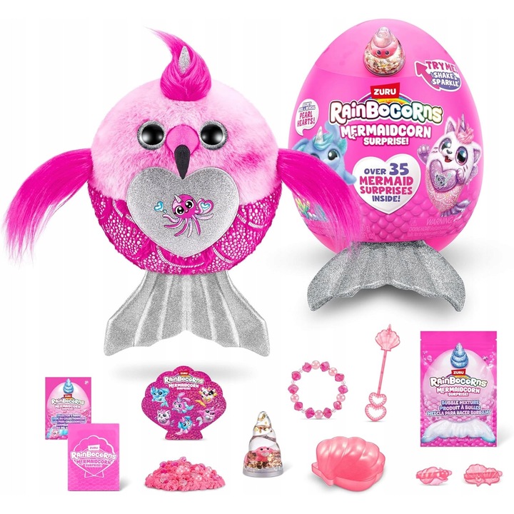 Rainbocorns, plus moale, multicolor, set complet de accesorii