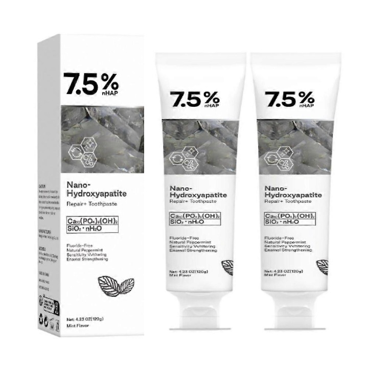 Fogkrém tisztításhoz és fehérítéshez, 120g, 7,5% Hap, 2 darabos készlet, fehér