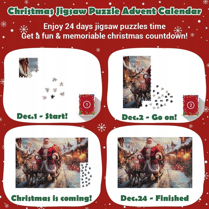 Adventi naptár 2024, Puzzle, 1008 darab, Többszínű, 24 dobozos készlet