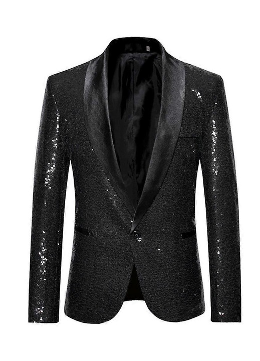 Sacou barbati, poliester, croiala regulata, cu un singur rand de nasturi, Negru