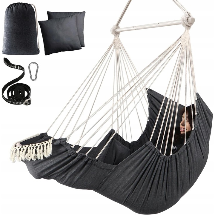 Függő hintaszék, 2 párna, sokszínű, Boho szett, kompakt