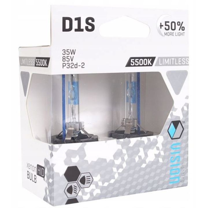 Becuri xenon D1S 5500K 85V 35W set 2 bucati, alb rece
