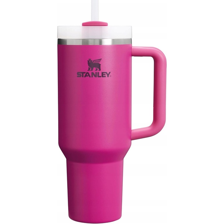 Cana Stanley Quencher 1200ml, izolatie vid, capac cu pai, fucsia