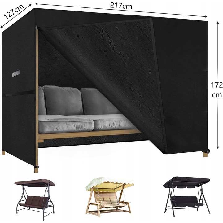 Husa protectoare pentru leagan, impermeabila, rezistenta la vant, 217x127x172cm