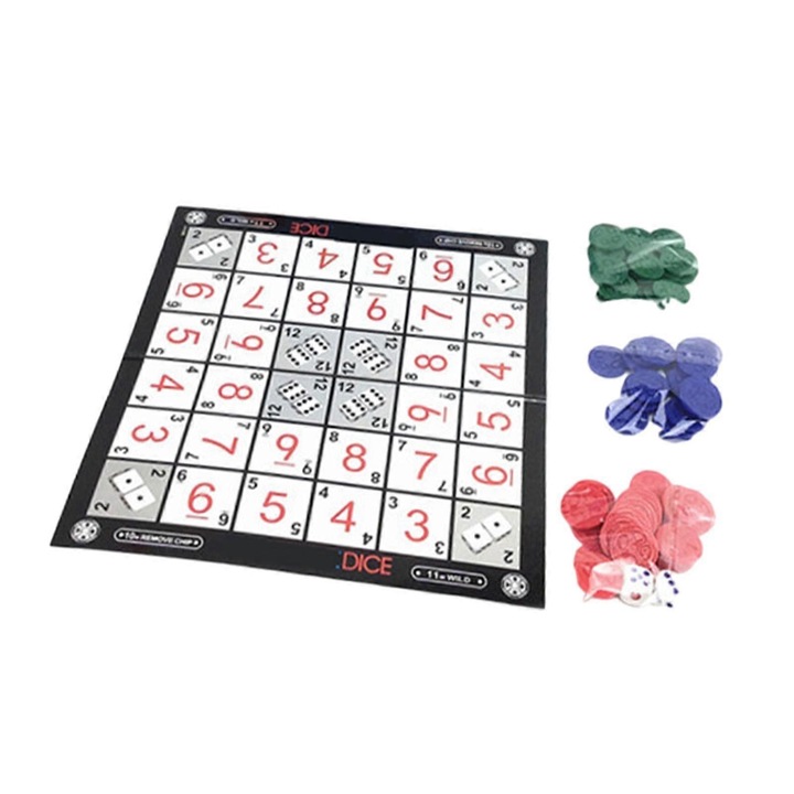 Társasjáték, 27x25cm, 60 zseton, 2 dobókocka, többszínű, szett