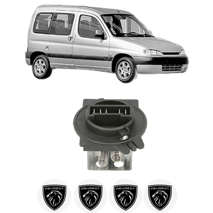 Rezistenta trepte ventilator aeroterma PEUGEOT PARTNER MPV (5_, G_) din 1996-2015, rezistor ventilator habitaclu auto, 4x Stickere Auto cu PEUGEOT