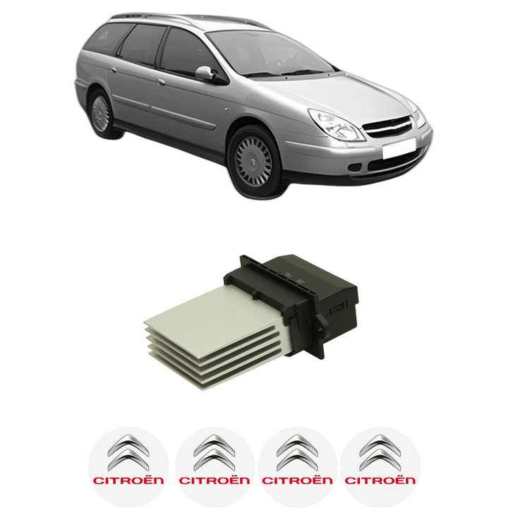 Rezistenta trepte ventilator aeroterma CITROEN C5 I Break (DE_) din 2001-2004, rezistor ventilator habitaclu auto, 4x Stickere Auto cu CITROEN