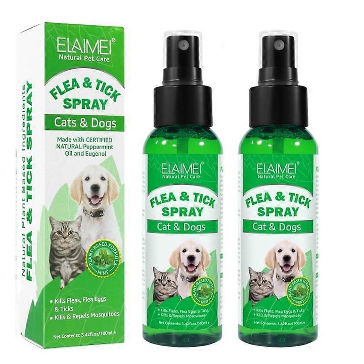 Spray antiparazitar pentru caini si pisici, 2 buc, 100ml, Elaimei
