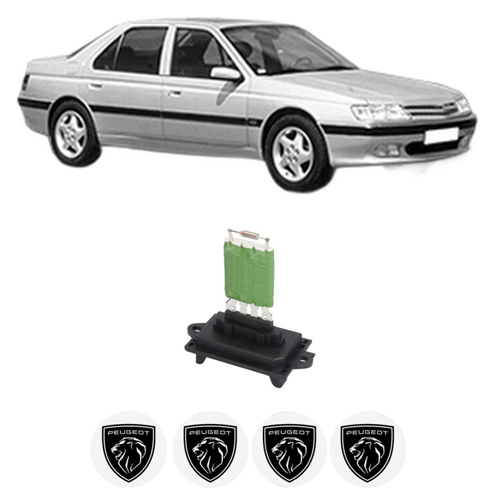 Rezistenta trepte ventilator aeroterma PEUGEOT 605 (6B) din 1989-1999, rezistor ventilator habitaclu auto, 4x Stickere Auto cu PEUGEOT