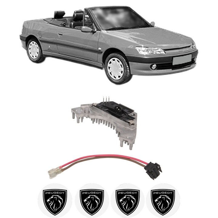 Rezistenta trepte ventilator aeroterma PEUGEOT 306 Convertible (7D, N3, N5) din 1994-2002, rezistor ventilator habitaclu auto, 4x Stickere Auto cu PEUGEOT