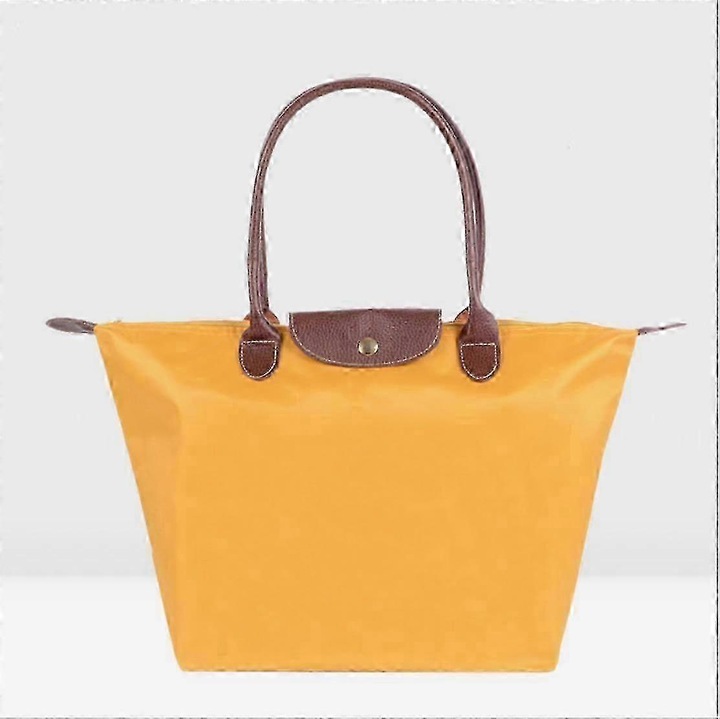 Geanta de umar pentru femei, material Oxford, galben, 44x30x18cm, pliabila, impermeabila