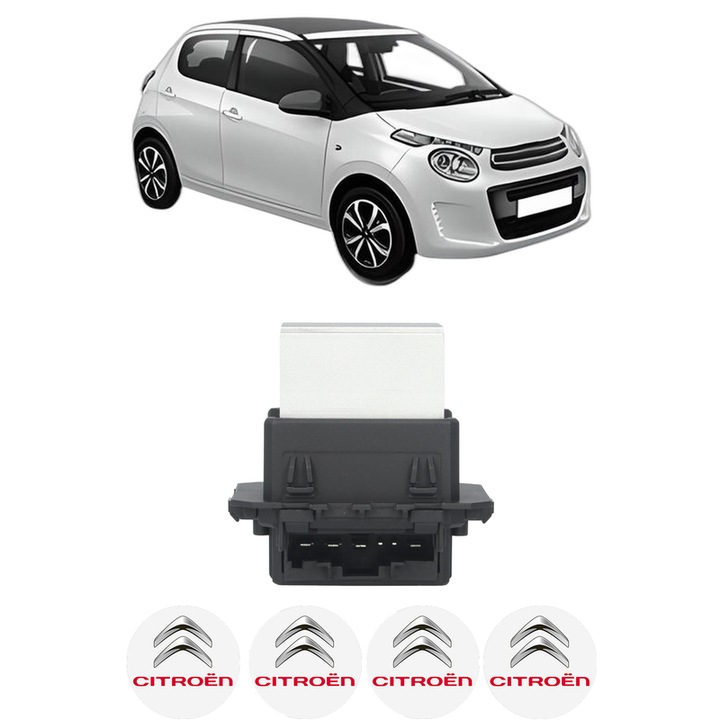 Rezistenta trepte ventilator aeroterma CITROEN C1 II (PA_, PS_) din 2014-2018, rezistor ventilator habitaclu auto, 4x Stickere Auto cu CITROEN