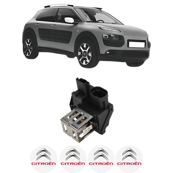 Rezistenta trepte ventilator aeroterma CITROEN C4 CACTUS din 2014-2018, rezistor ventilator habitaclu auto, 4x Stickere Auto cu CITROEN