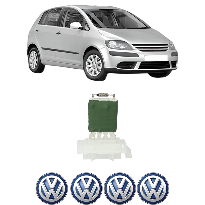 Rezistenta trepte ventilator aeroterma Volkswagen GOLF PLUS V (5M1, 521) din 2004-2013, rezistor ventilator habitaclu auto, 4x Stickere Auto cu VW