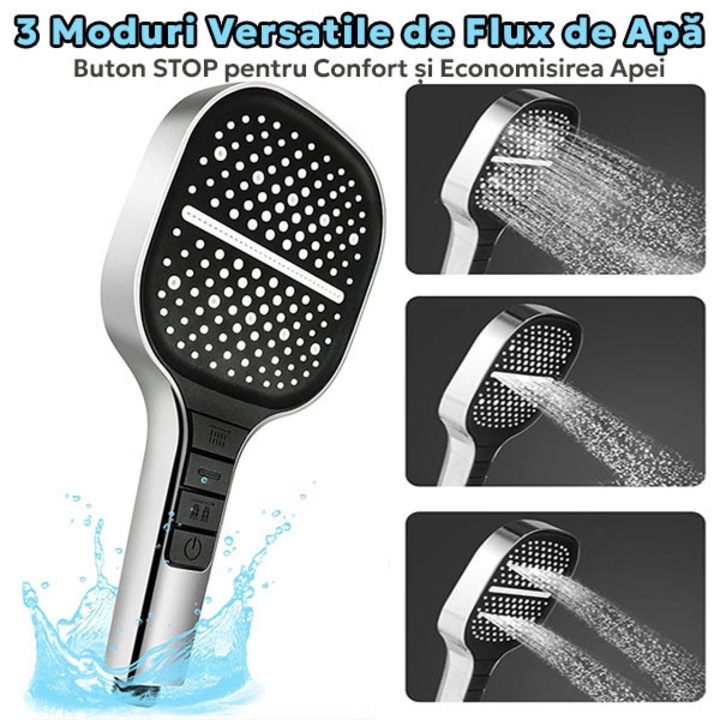 Cap de dus Barste 3-in-1 presiune inalta, economie apa