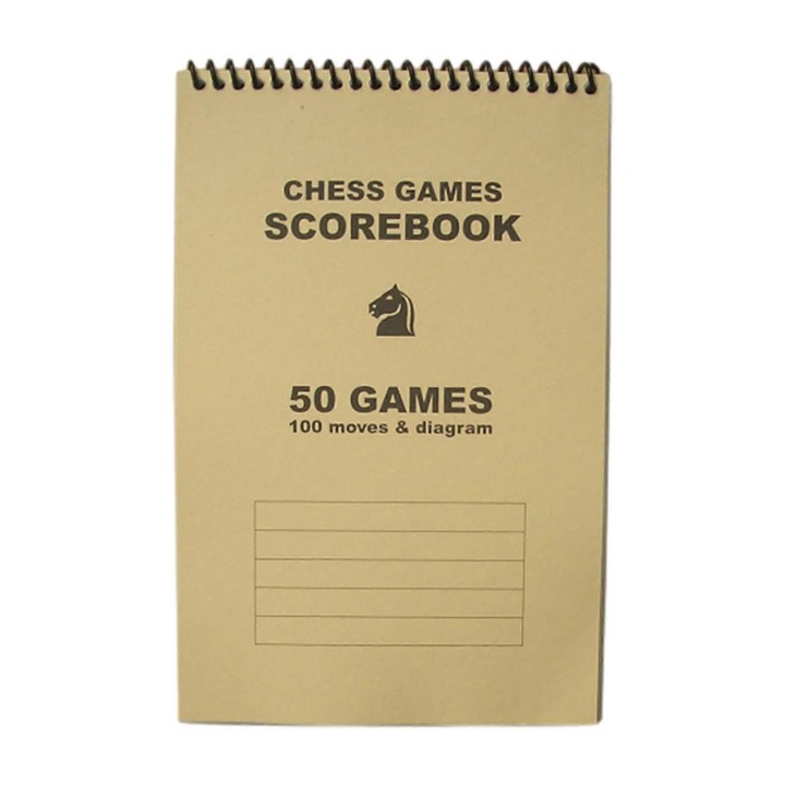 Тетрадка за шахматни резултати, 100 игри, размери 21.59x13.97cm