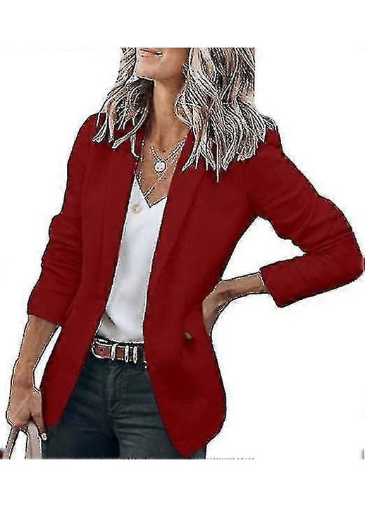 Sacou dama, maneci lungi, poliester si spandex, visiniu, 2XL INTL