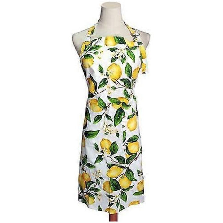 Sort de bucatarie subtire galben, ajustabil, cu buzunar, 82x60cm