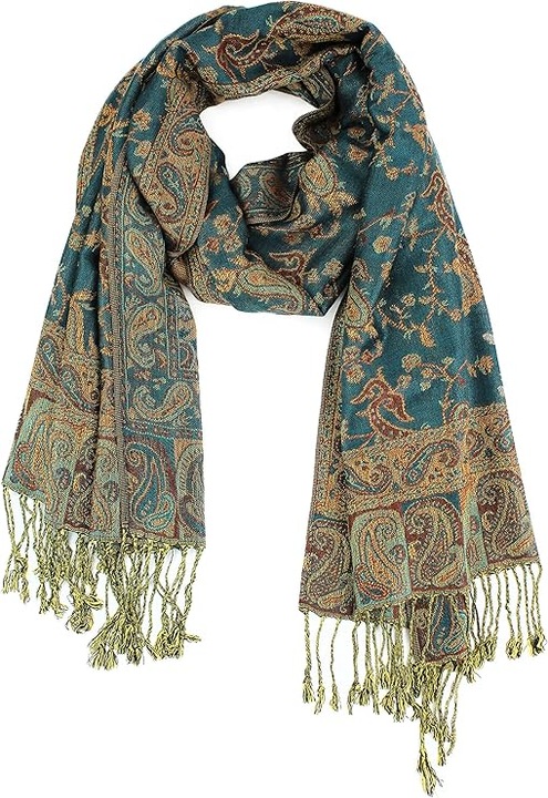 Esarfa din casmir, model paisley, design reversibil, culori elegante, 71x178cm