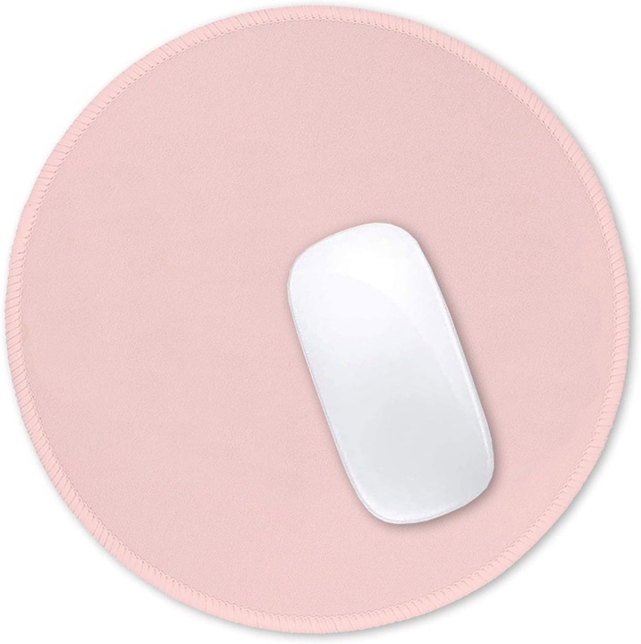 Mousepad rotund, 9.8x9.8 inch, anti-alunecare, impermeabil, roz