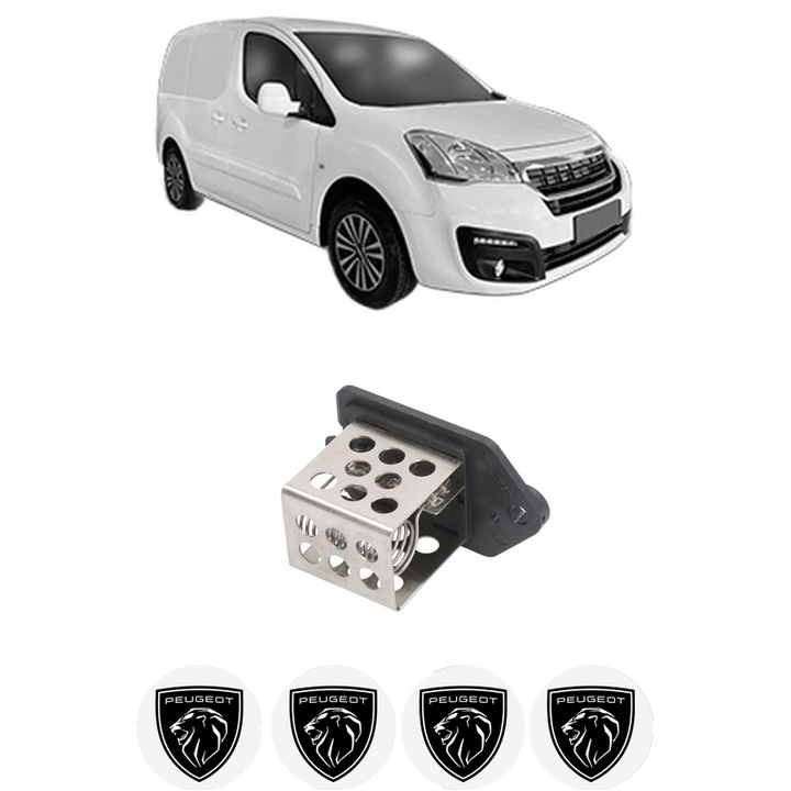 Rezistenta trepte ventilator aeroterma PEUGEOT PARTNER ORIGIN MPV (G_) din 2011-2013, rezistor ventilator habitaclu auto, 4x Stickere Auto cu PEUGEOT