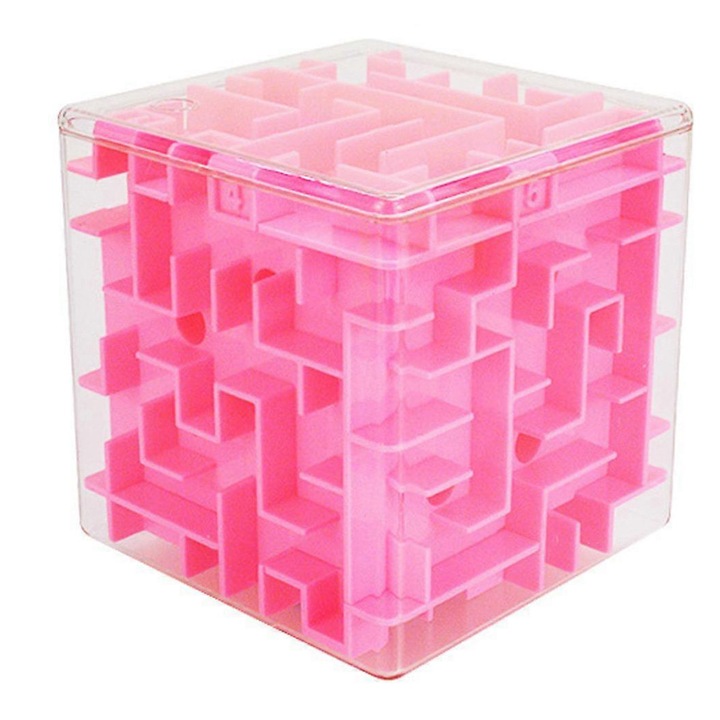 Puzzle 3D Labirint, ABS műanyag, 9.5x9.5cm, Roz