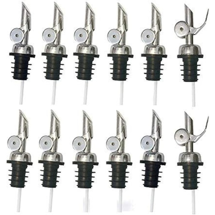 Set 12 tirbusoane din inox pentru sticle