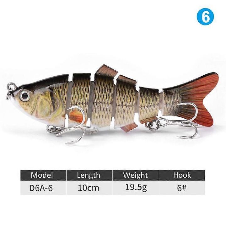 Naluca artificiala set, 10cm, 6 carlige, multicolor