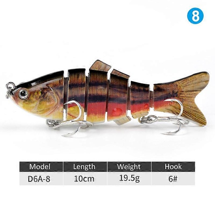 Naluca artificiala set, 10cm, 6 carlige, multicolor