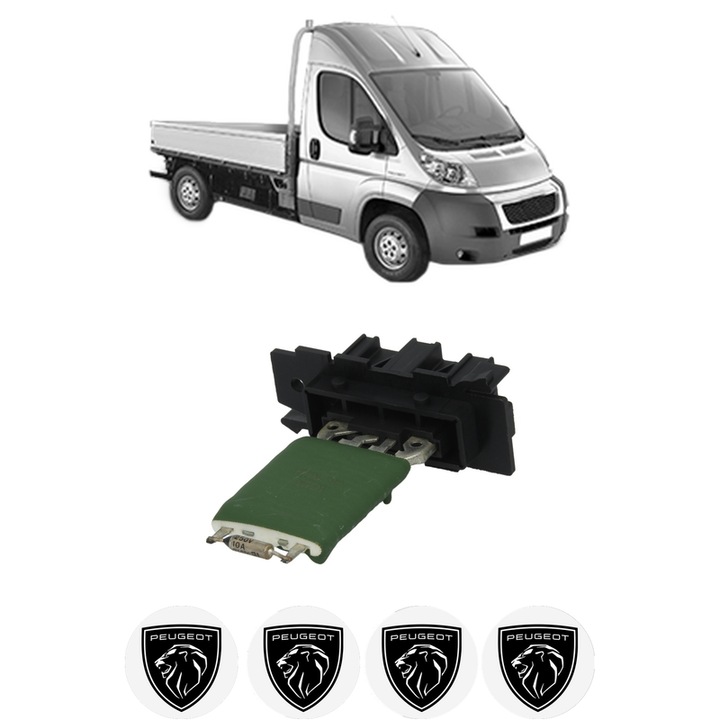Rezistenta trepte ventilator aeroterma PEUGEOT BOXER Platform/Chassis din 2006-2016, rezistor ventilator habitaclu auto, 4x Stickere Auto cu PEUGEOT
