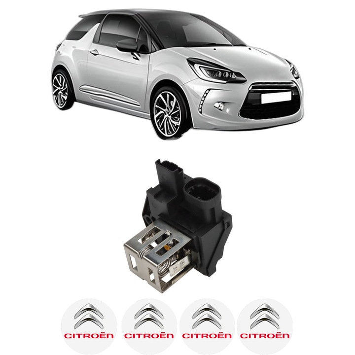 Rezistenta trepte ventilator aeroterma CITROEN DS3 (SA_) din 2009-2015, rezistor ventilator habitaclu auto, 4x Stickere Auto cu CITROEN