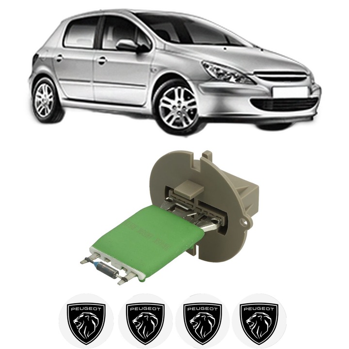 Rezistenta trepte ventilator aeroterma PEUGEOT 307 (3A/C) din 2000-2012, rezistor ventilator habitaclu auto, 4x Stickere Auto cu PEUGEOT