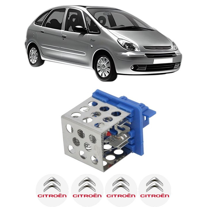 Rezistenta trepte ventilator aeroterma CITROEN XSARA PICASSO (N68) din 1999-2012, rezistor ventilator habitaclu auto, 4x Stickere Auto cu CITROEN