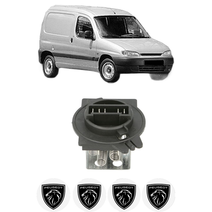 Rezistenta trepte ventilator aeroterma PEUGEOT PARTNER Box Body/MPV (5_, G_) din 1996-2015, rezistor ventilator habitaclu auto, 4x Stickere Auto cu PEUGEOT