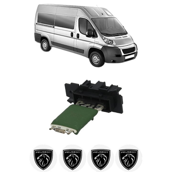 Rezistenta trepte ventilator aeroterma PEUGEOT BOXER Bus din 2006-2016, rezistor ventilator habitaclu auto, 4x Stickere Auto cu PEUGEOT