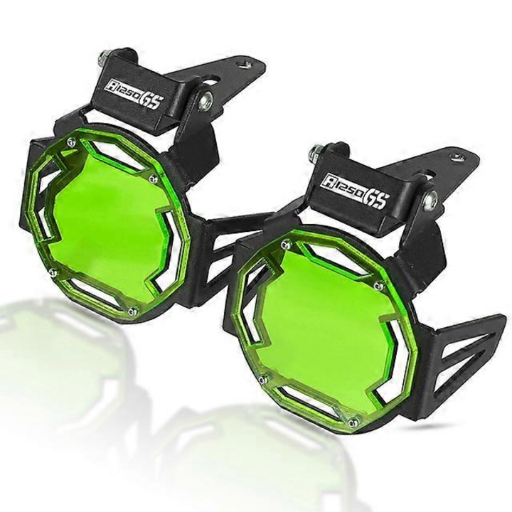 Protectie faruri ceata pentru motocicleta BMW R1200GS Adventure, set 2 buc, aluminiu, verde