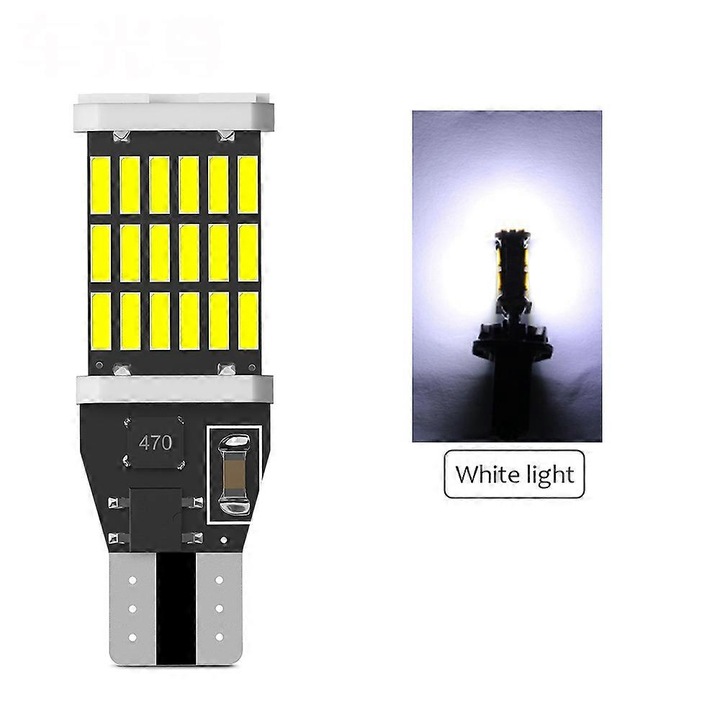 Set 2 Becuri LED T15 4014 45SMD 6000K Alb/Rosu pentru Luminile de Spate si Frana