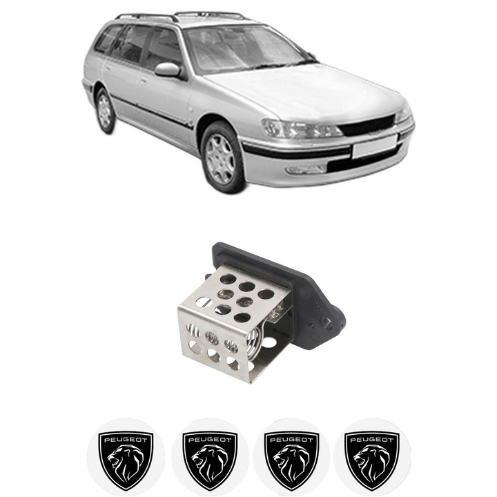 Rezistenta trepte ventilator aeroterma PEUGEOT 406 Break (8E/F) din 1996-2004, rezistor ventilator habitaclu auto, 4x Stickere Auto cu PEUGEOT