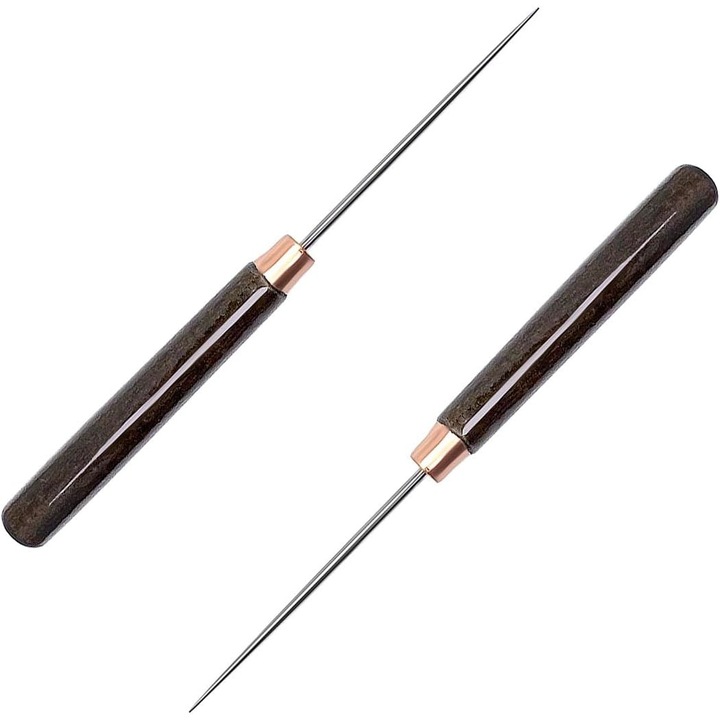 Set de unelte pentru perforat, 2 piese, maner din lemn, otel inoxidabil, multifunctional