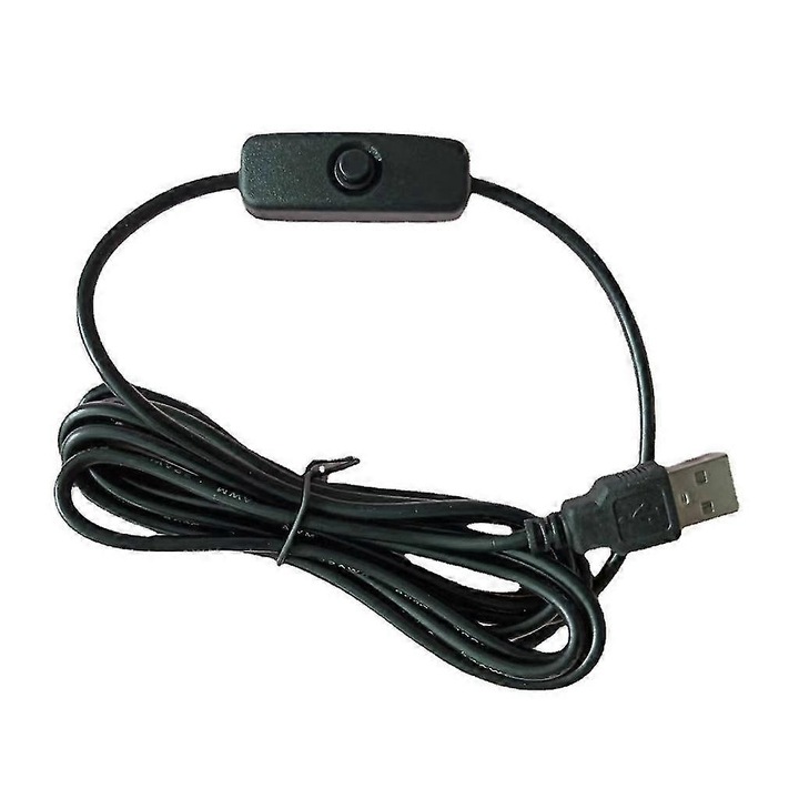 Cablu de extensie USB cu comutator, 200cm, negru, pentru citirea datelor