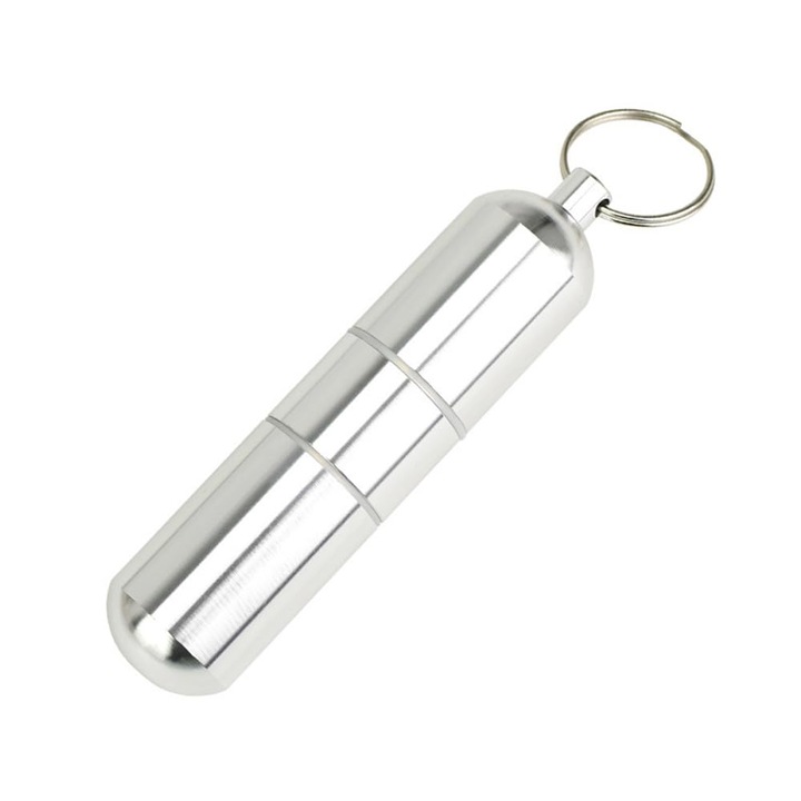 Tabachera din aliaj de aluminiu pentru tigari, impermeabila, 3 compartimente, argintiu