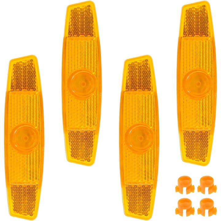 Set 4 spite reflectorizante galbene pentru bicicleta, accesorii de montaj, 11.5x2cm