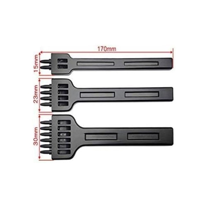 Set ciocane pentru perforat piele 4mm, 2/4/6 dinti, 3 piese, diametru gaura 1mm