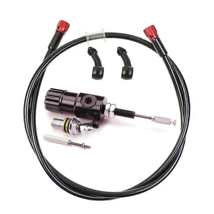 Kit cilindru hidraulic ambreiaj si frana motocicleta 22mm, compatibil universal, aluminiu anodizat, negru