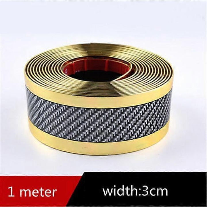 Banda de protectie pentru prag auto, carbon, 1m x 3cm, set, rosu, albastru, auriu, argintiu